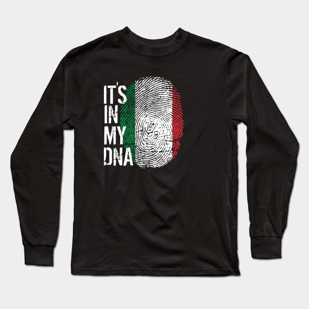 Italy Flag Fingerprint My Story DNA Italian Long Sleeve T-Shirt by Your Culture & Merch